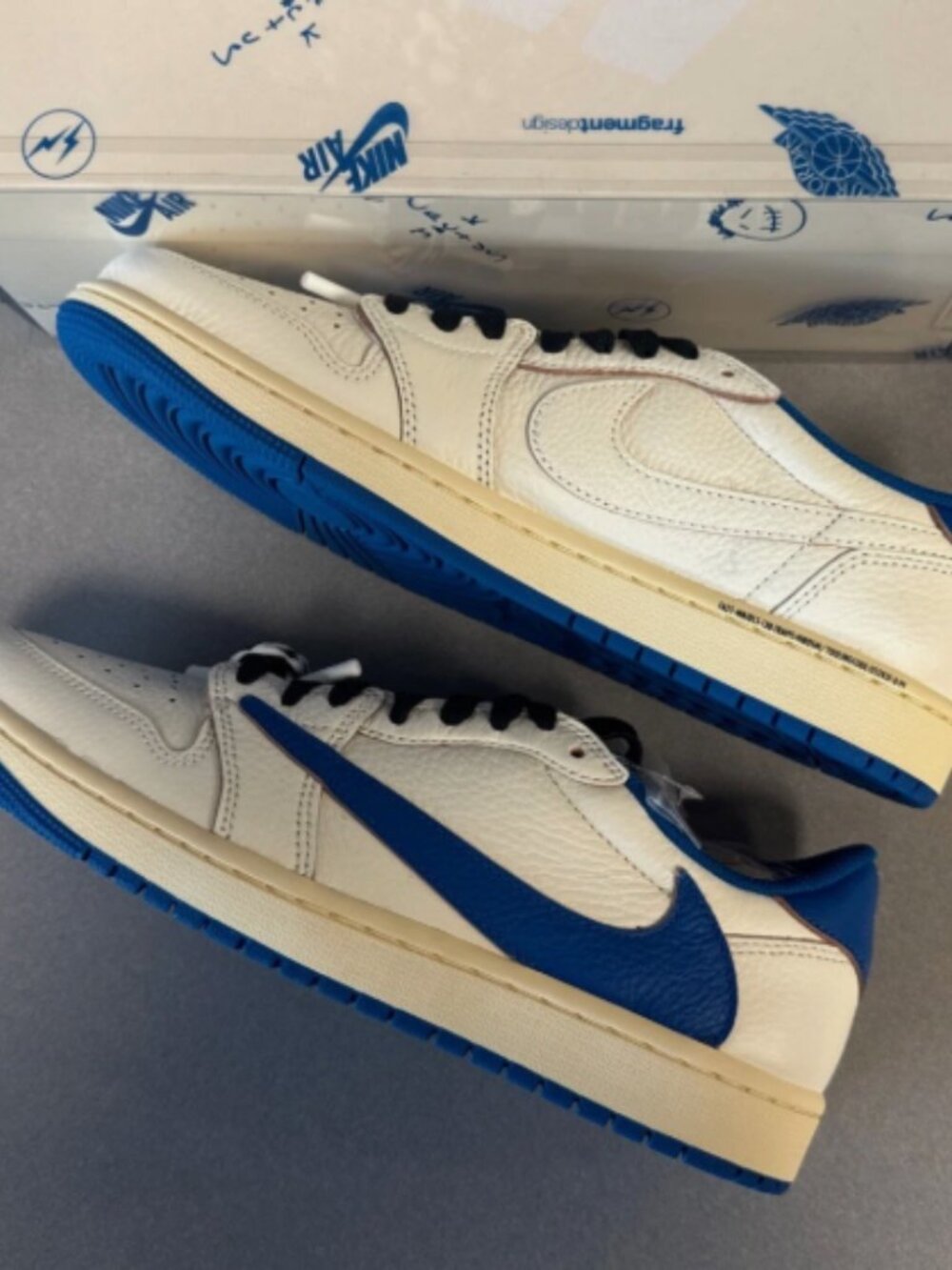 Air Jordan 1 Low OG SP Fragment x Travis Scott Sail Military Blue